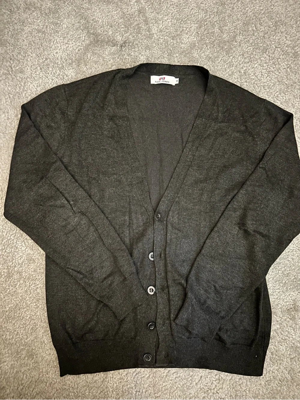 Men's Black V-Neck Button-Front Cardigan Sweater